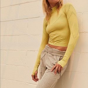 NWT FP Movement Good Karma Hi-Neck Layer Top in Pineapple Punch